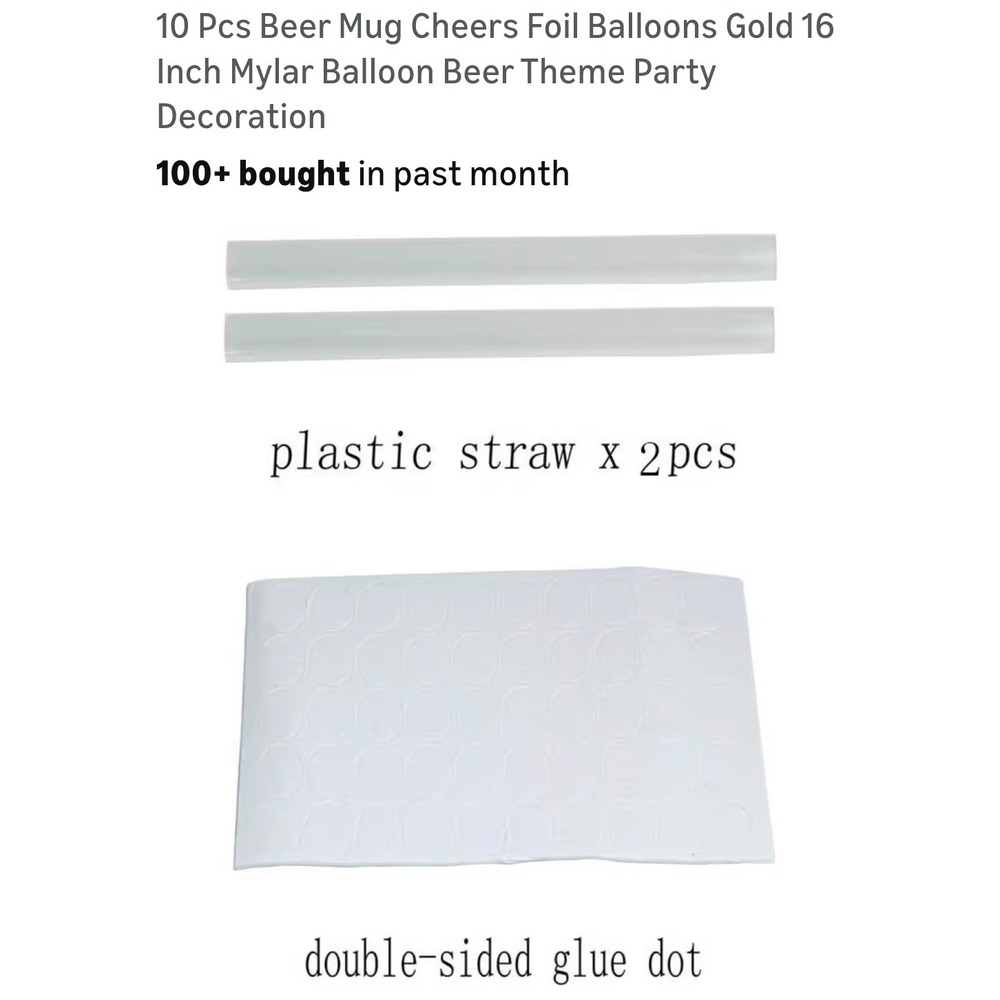 BOGO 10 Pcs Beer Mug Cheers Foil Balloons Gold 16 Inch Mylar Party Decoration - Picture 4 of 4